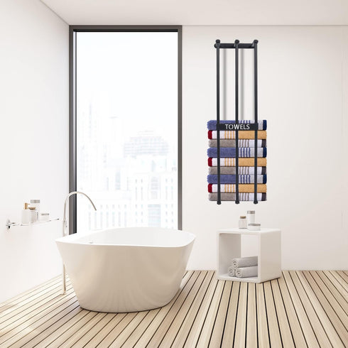 3 Towel Storage, Towel Rack Wall Mount for Small Bathroom, LAFEALO New Upgrade Bar Towel Racks for Bathroom, Towel