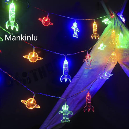 20 11 8 Children's Room LED String Lights with Remote LED FT Modes Battery Operated Space String Lights with Rocket