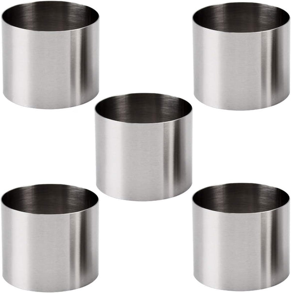 5Pcs Round Cake Rings Mold, 2-Inch Mini Cake & Pastry Ring, Stainless Steel Mousse Dessert Rings Set