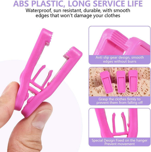 40 Pcs Plastic Baby Hanger Clips Slim-line Finger Clips Set for Velvet Clothes Hanger (Pink)