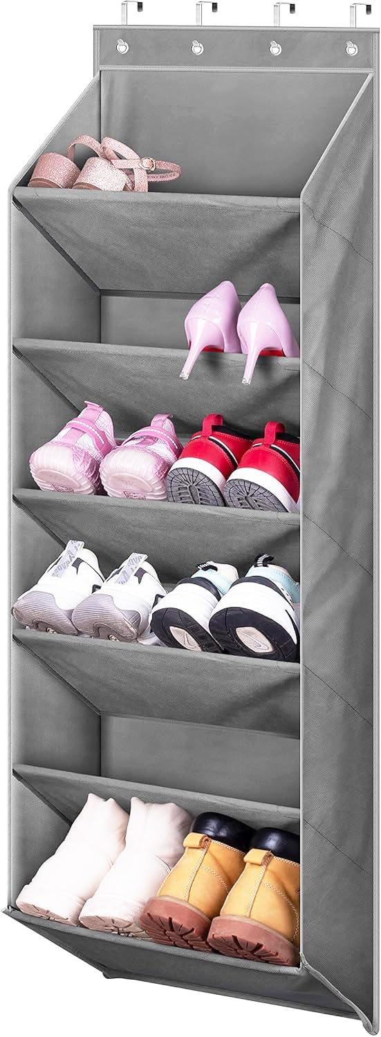 MISSLO Door Shoe Rack with Deep Pockets for 12 Pairs of Shoe