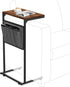 Vantic C Shaped End Table, Small Couch Side Table with Storage Bag, Rustic Brown Metal Frame for Living Room