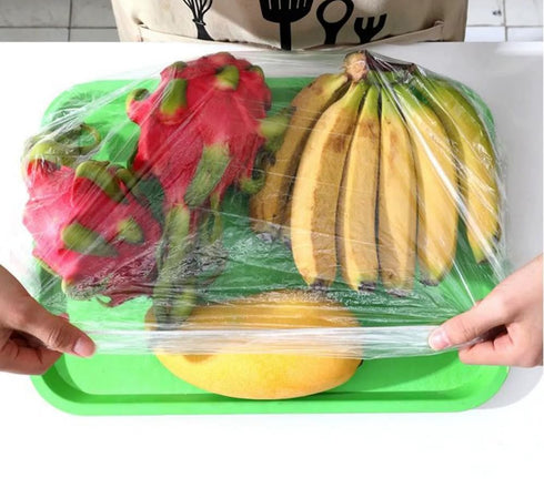 100 Plastic Bowl Covers, Elastic Reusable Food Covers, Kitchen Protective Covers for Mixing Bowls, 20 Inch Diameter