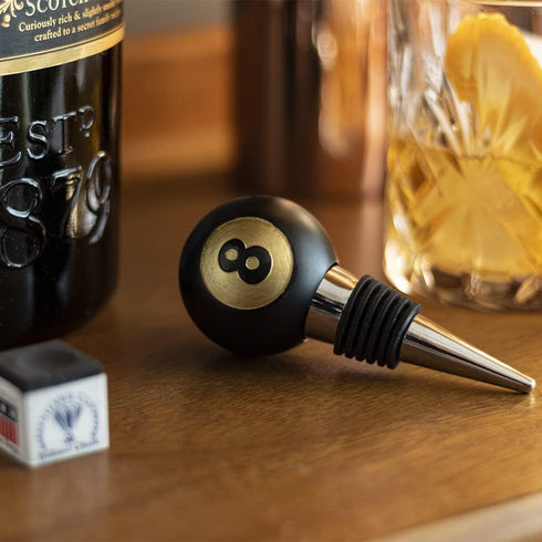 Iron & Glory 8-Ball Wine Stopper, Decorative Reusable Bottle Stopper for Wine, Champagne, Luxury Wine Gifts