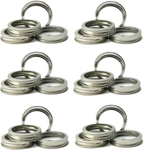 Mason Jar Replacement Rings - Durable Rustproof Tinplate Metal Bands for Canning Jars (Set of 24 Regular Mouth)