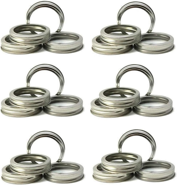 Mason Jar Replacement Rings - Durable Rustproof Tinplate Metal Bands for Canning Jars (Set of 24 Regular Mouth)