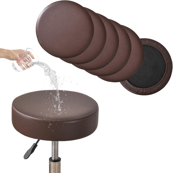 FUANGUI Bar Stool Covers Round Set of 6, Waterproof PU Bar Stool