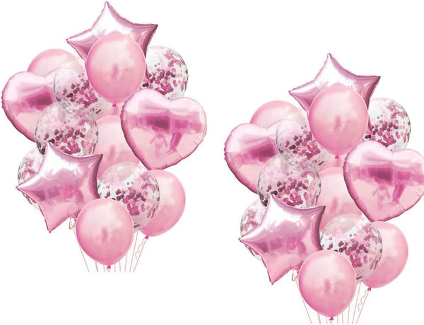 28Pcs Happy Birthday Party Decorations, Confetti Balloons 18" Star Heart Foil Balloons for Women Wedding Decor