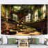 60x40inch Ine Ive Forest Library Tapestry Mysterious Green Tree Medieval Bookshelf Aesthetic Tapestries Vintage Book
