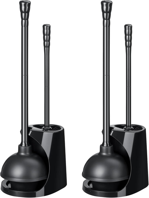 Qaestfy Toilet Plunger and Brush Set for Bathroom Cleaning, 2-in-1 Long Handle