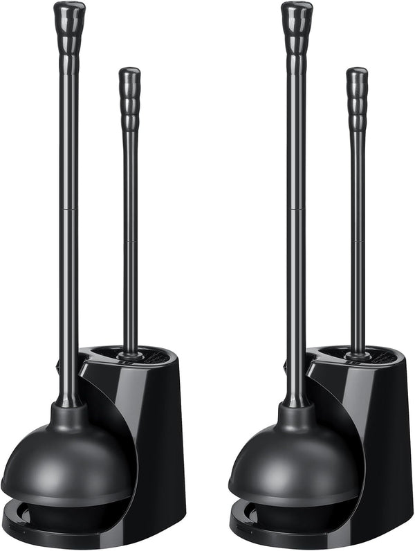Qaestfy Toilet Plunger and Brush Set for Bathroom Cleaning, 2-in-1 Long Handle