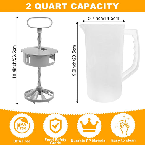 1 Pack 2 64oz Mixing Pitcher for Drinks, Quart/ Plastic Water Pitcher with LidEasy-Mix Juice ContainerAngled Plastic