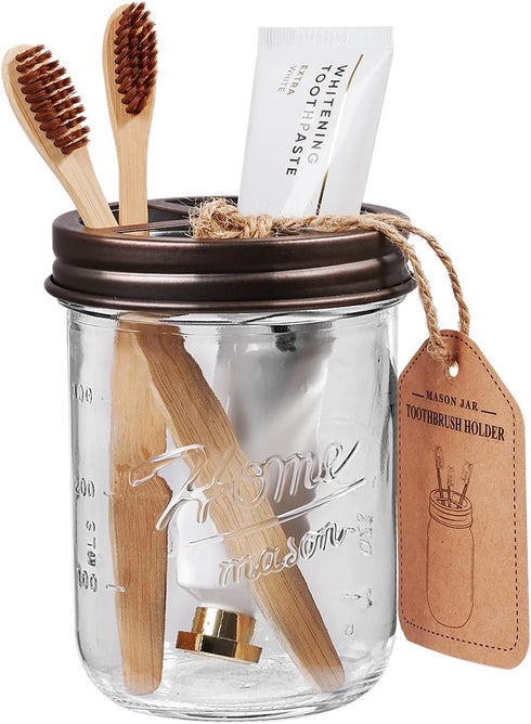 SheeChung Mason Jar Toothbrush Holders, Bathroom Accessories and Organizers, Glass Holders for Bathroom