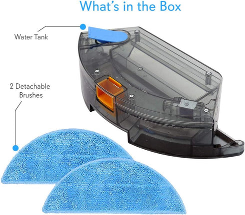 PURE CLEAN SereneLife Wet Mop Dust Bin Attachment - 350mL Water Tank, 2 Microfiber Mop Pads