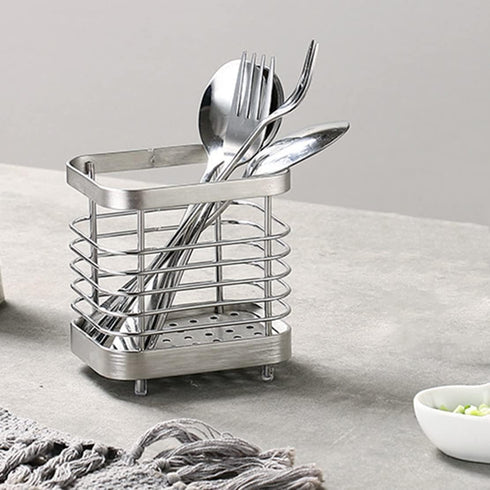 Kitchen Utensil Holder - Stainless Steel Sink Utensil Drying Caddy, Rust-Proof Cutlery Organizer for Kitchen Utensils