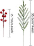 Kesywale Set 40 12.8" of Artificial Norfolk Pine Branches with Red Berry Christmas Greenery Picks Fake Norfolk Pine