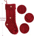 Set of 2 Crochet Knitted Christmas Stockings, Large 46CM Red White Cable Knit for Home Decor