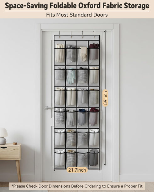 2 Pack, 24 4 Closets, dodowin Over the Door Shoe Organizers, Each with Deep Mesh Pockets & Metal Hooks, Over The Door
