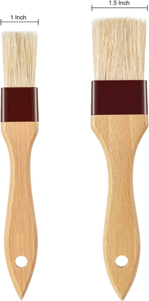 Boao 4 Pieces Natural Bristle Pastry Brush, Beech Wooden Handle Basting & BBQ Brushes for Cooking & Baking