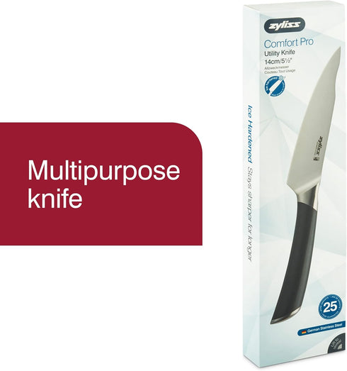 Zyliss Comfort Pro Utility Knife - Full Tang Meat & Vegetable Knife, Ice Hardened Stainless Steel Cutter,