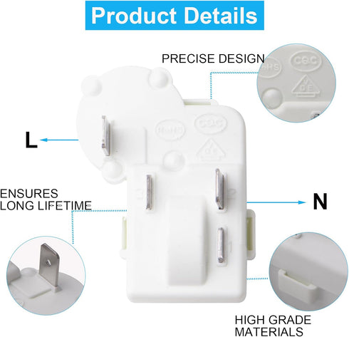 2pack 2Pin Refrigerator Compressor PTC Starter Relay, Replacement for Danby Haier Midea Mini Fridge Models