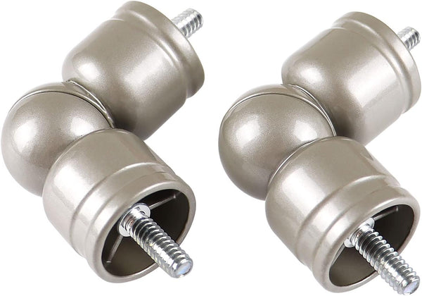 Adjustable Corner Connector, 2 Pack for 1 Inch & 7/8 Inch Diameter Curtain Rods, Antique Silver for Corner & Bay Windows