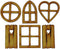 Wooden Fairy Garden Door, Blank Door Fairy House Door and Windows Ornaments Tree Statues for Tree Trunk Yard Decoration, 6Pcs