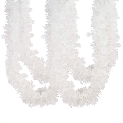 CCINEE 33FT Christmas Tinsel Garland, White Metallic Twist Garland with Snowflakes for Home Decoration