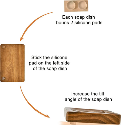 SUBEKYU Wooden Soap Dishes for Bathroom, Bar Soap Holder with Self Draining Tray, Natural Waterfall Drain Soap Saver
