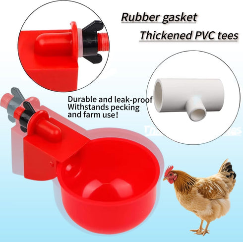 Generic 24 Pack 1/2" (12 12 24-Piece Automatic Chicken Waterer Cups Kit, Gravity-Fed Poultry Drinker with PVC Tee