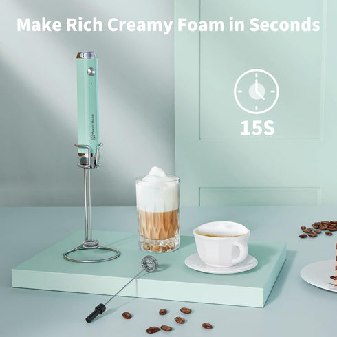 Maestri House Rechargeable Milk Frother with Stand, Handheld Electric Foam Maker Waterproof Detachable Stainless Steel Whisk Drink Mixer Foamer for Lattes, Cappuccino by Maestri House
