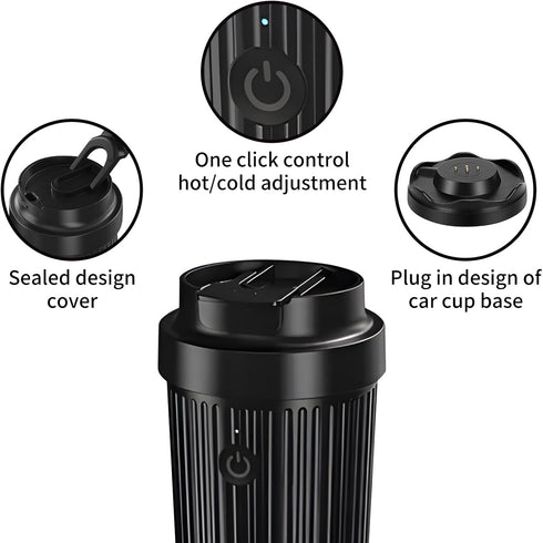 Switch|12 OZ Heated Cup,Car Cup Holder,Intelligent Cooler Mug|One Touch Coffee Mug|Car Smart Heating & Cooling