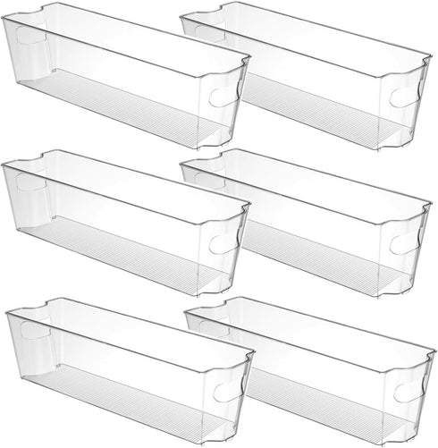 YOUNTHYE 6PCS 15inch Fridge Organizer Bins Breastmilk Freezer Storage Organizer Narrow Freezer