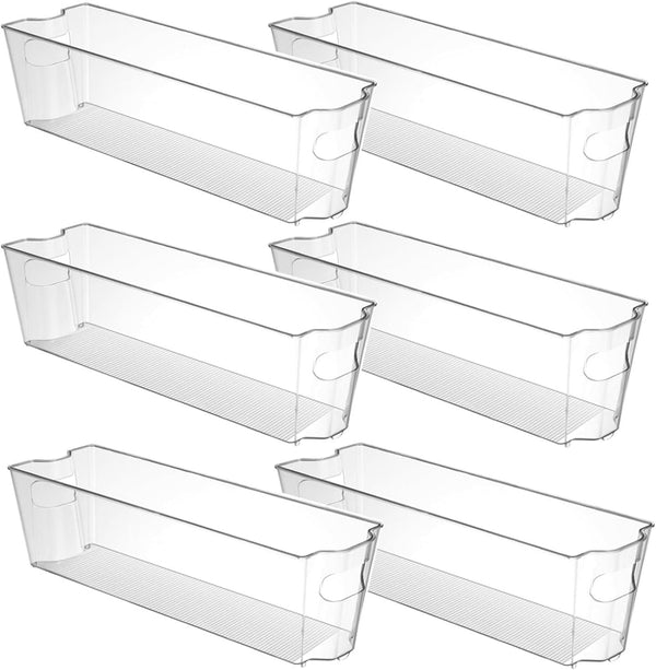 YOUNTHYE 6PCS 15inch Fridge Organizer Bins Breastmilk Freezer Storage Organizer Narrow Freezer