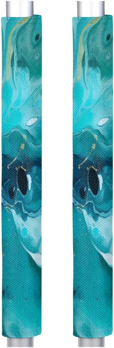Teal Green Marble Print Refrigerator Door Handle Covers, Set of 2 Kitchen Appliance Handle Covers for Fridge,