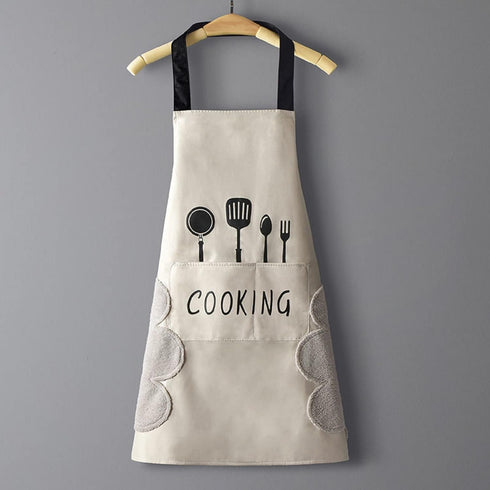 DILLMAN Women Kitchen Apron: Waterproof, Big Pocket, Hand Wipe Pockets for Cooking and Baking