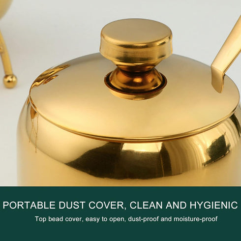 Stainless Steel Gold Spice Container Jar with Lid for Salt, Sugar, Pepper Storage - Kitchen Storage Box (Gold)
