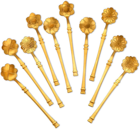 10 Pcs Flower Spoon Coffee Teaspoon Set, Stainless Steel Tableware, Creative Dessert Spoons Mixing Spoon