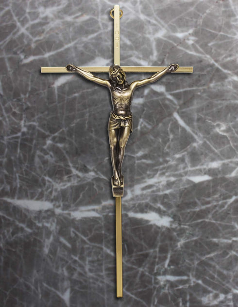 ACHIBANG Gold Crucifix Wall Cross, 10" Catholic Metal Cross with Jesus & INRI, Faith Decor for Wall Display