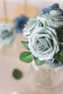 Ling's Moment 50Pcs Artificial Flowers, Dusty Blue & Navy Roses with Stems for Wedding Bouquets & Decor