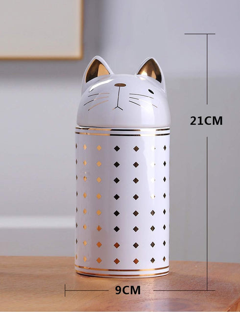 HAUCOZE Cat Cookie Jar Decorative Candy Jar with Lid, Modern Ceramic 8.1inch