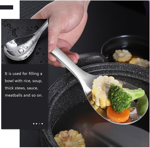 BESTonZON Stainless Steel Rice Paddle, Rice Spoon, Kitchen Utensil, Rice Scooper, Soup Scoop for Home Restaurant