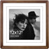 12x12 Square Walnut Wood Picture Frame with Tempered Glass Double Mat for