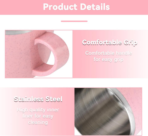220ml Pink Coffee Cup, Stainless Steel Insulated Mug for Water, Coffee, Juice, and Milk