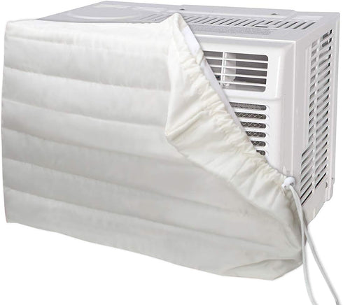 Luxiv Indoor Air Conditioner Cover - White Window Unit Protection, Anti-Rust Adjustable Cover with Free Elastic Straps