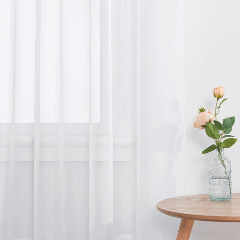 NICETOWN White Sheer Curtains, 63 inch Length for Bedroom, 2 Pieces, 60" W, Rod Pocket Translucent Voile