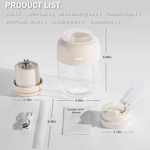46oz 1400ML Portable Smoothie Blender for Smoothies & Shakes USB Charging Cordless Powerful Blades Blending Portable