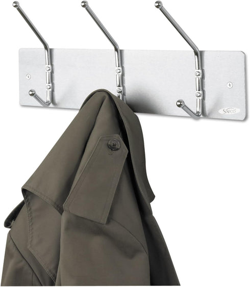 Safco 4161 Wall Rack Coat Hook, 3 Hook, Silver