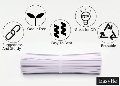 White Paper Twist Ties 100 Pcs - 5" Reusable Twisty Ties for Bags, Candy, Bread, Coffee Bags, Cake Pops