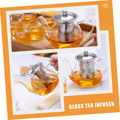 1 Set Teapot Loose Leaf Tea Maker, Glass Tea Pot with Water Pitcher and Stainless Steel Infuser